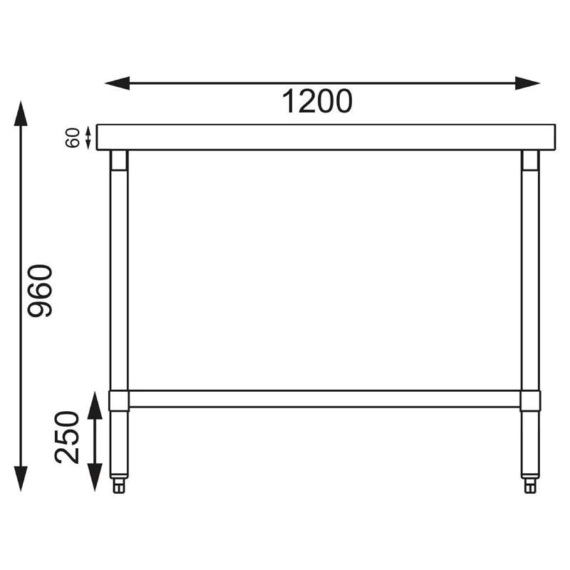 Mesa inoxidable para preparación 1,2 metros Vogue T376 Comprar Mesa inoxidable para preparación 1,2 metros Vogue T376 en Pepebar
