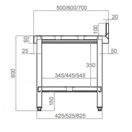 Mesa inox con peto y estante 600 mm. Varios tamaños. IDM615 Comprar Mesa inox con peto y estante 600 mm. Varios tamaños. IDM615 en Pepebar