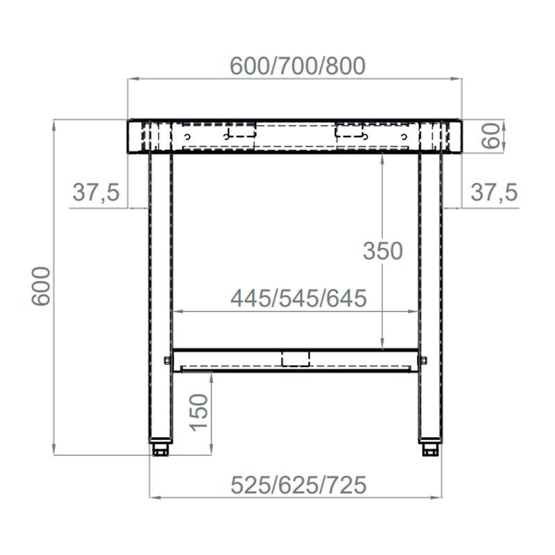 Comprar Mesa de acero inoxidable fondo 800. Varias medidas IDC87 en Pepebar