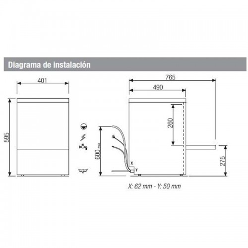 Comprar Lavavasos industrial 35x35 1 cesta AMDH3350 en Pepebar