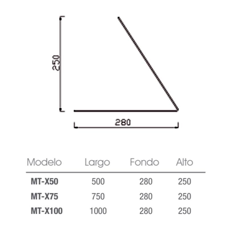Comprar Vitrina pastelera neutra metacrilato MT-X Varias medidas 50, 75 y 100 cm en Pepebar