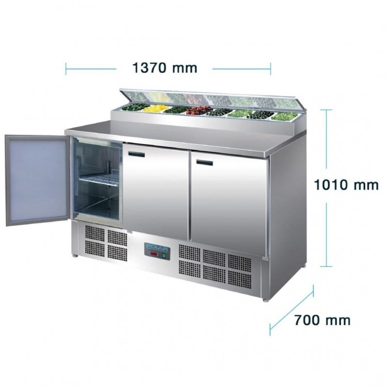 Comprar Mostrador de preparación de pizza y ensalada refrigerado 390 litros Polar G605 en Pepebar