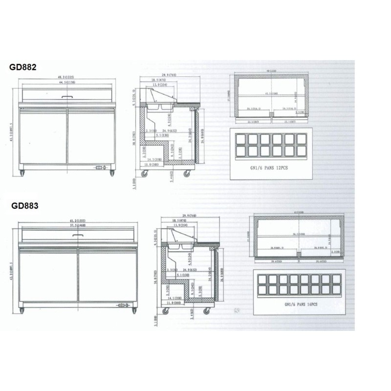 Comprar Mostrador de preparación 2 puertas 527 litros Polar GD883 en Pepebar