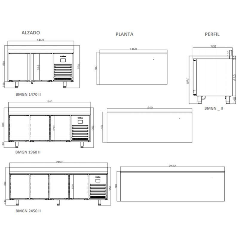 Comprar Bajo mostrador refrigerado BMGN 1470 II en Pepebar
