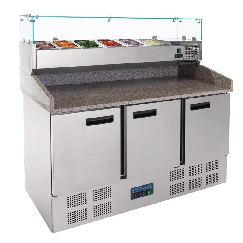 Mostrador de preparación ensaladas/pizzas 3 puertas Polar CN267 Comprar Mostrador de preparación ensaladas/pizzas 3 puertas Polar CN267 en Pepebar