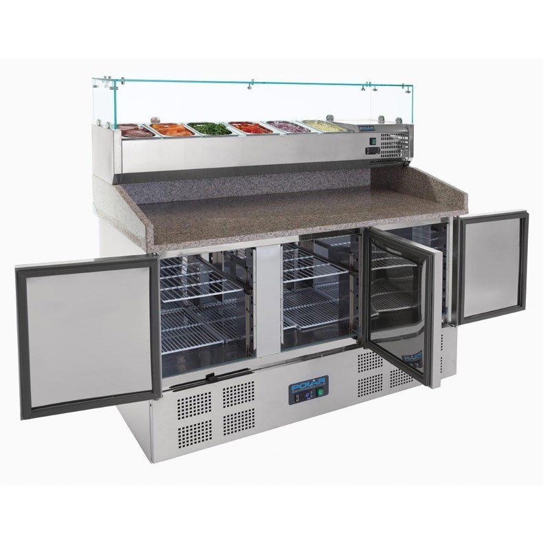 Mostrador de preparación ensaladas/pizzas 3 puertas Polar CN267 Comprar Mostrador de preparación ensaladas/pizzas 3 puertas Polar CN267 en Pepebar