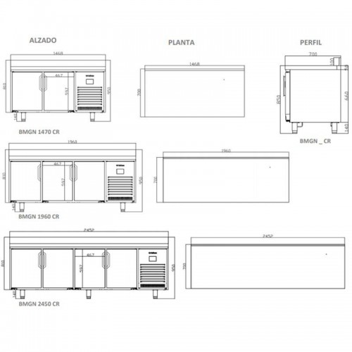 Comprar Mesa refrigerada con puertas de cristal BMGN 1960 CR en Pepebar