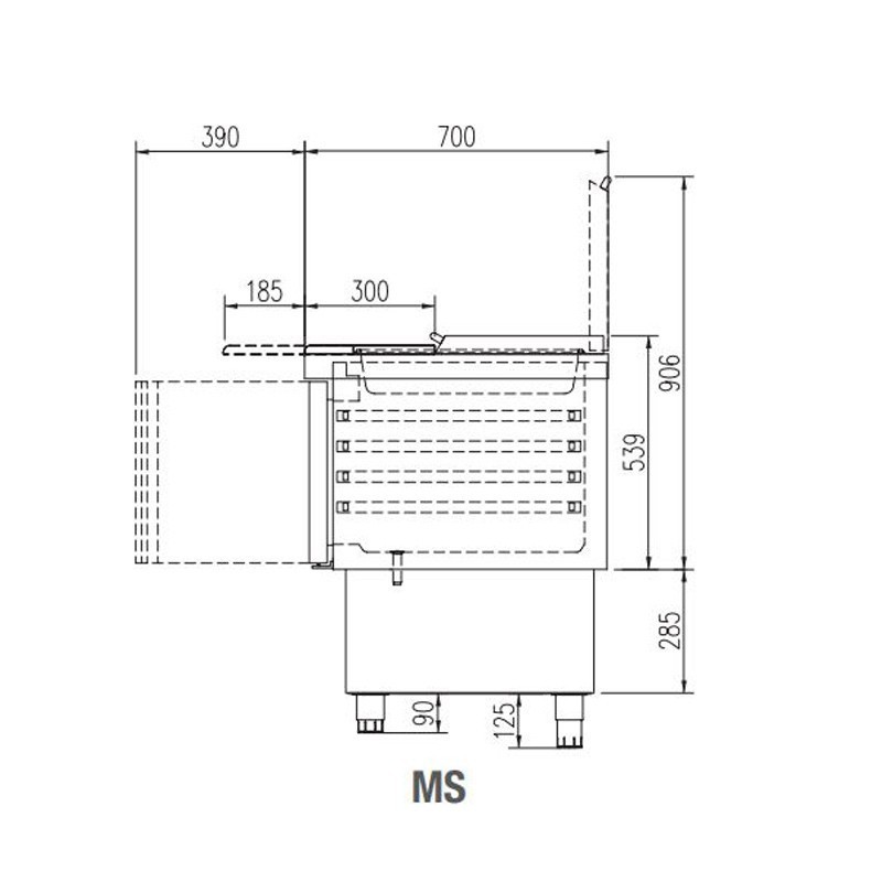 Comprar Mesa fría Saladette con estantes interiores GN 1/1 Docriluc 169 litros MS-100 en Pepebar