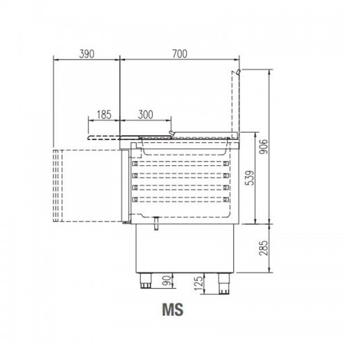 Comprar Mesa fría Saladette con estantes interiores GN 1/1 Docriluc 169 litros MS-100 en Pepebar