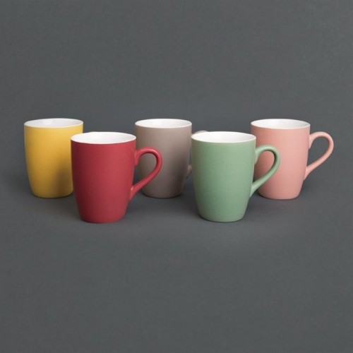 Comprar Taza mug Olympia porcelana rojo pastel mate 320ml. Paquete de 6 ud. CS043 en Pepebar