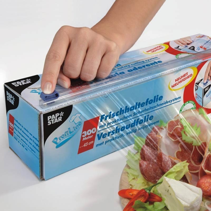 Comprar Plástico para envolver con sistema de corte práctico y seguro 300 m x 30 cm en Pepebar