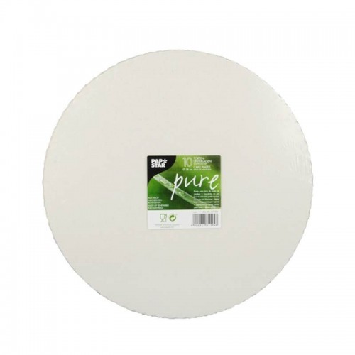 Comprar 10 Bases de cartón para tarta biodegradable gama Pure redondo Ø 28 cm blanco con borde dentado en Pepebar