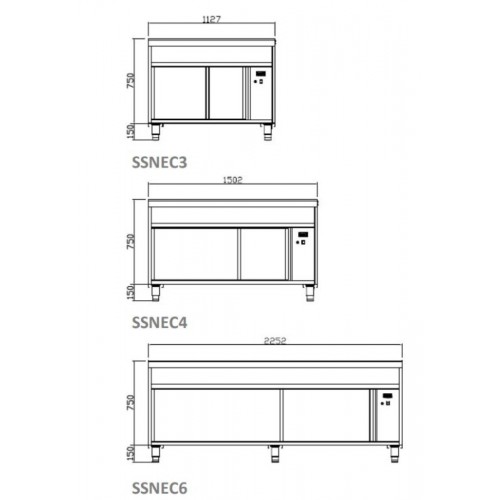 Comprar Mesa caliente acero inoxidable Infrico distintos anchos SSNEC en Pepebar