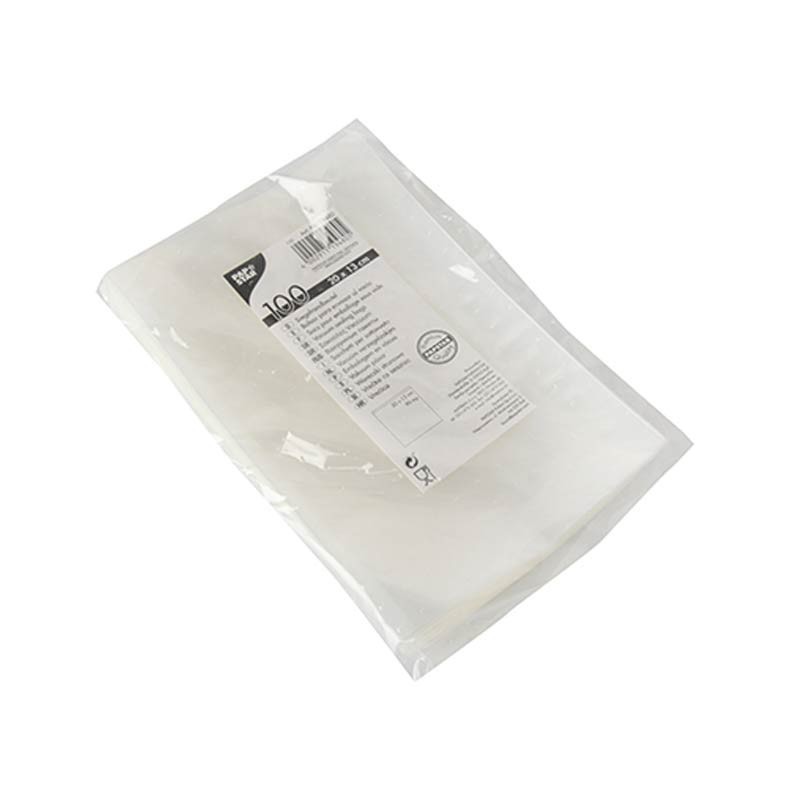 100 Bolsas transparentes para envasar al vacío 20 cm x 13 cm 90 my Comprar 100 Bolsas transparentes para envasar al vacío 20 cm x 13 cm 90 my en Pepebar