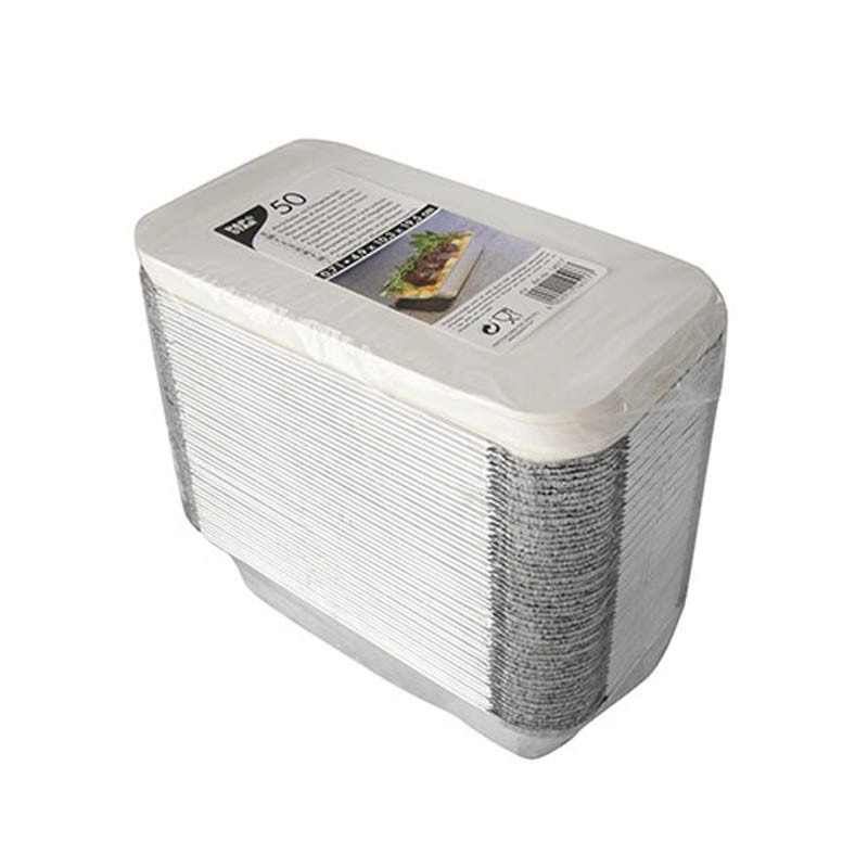 Comprar 50 Recipientes cuadrados de aluminio con tapas de cartón para insertar 0,7 l 4,9 cm x 10,3 cm x 19,5 cm en Pepebar