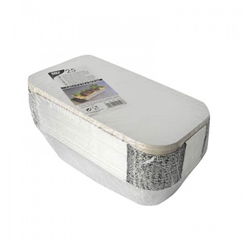 Comprar 25 Recipientes cuadrados de aluminio con tapas de cartón para insertar 1,5 l 7 cm x 13 cm x 24,2 cm en Pepebar