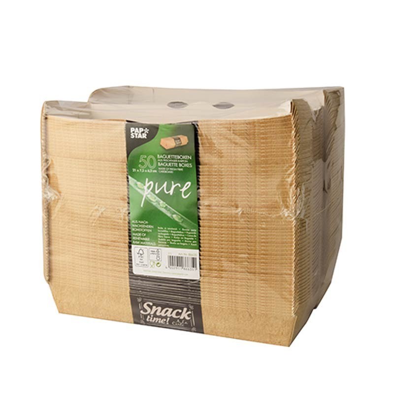 Comprar 50 Envase para bocadillos de cartón de fibra fresca 6,2 cm x 7,5 cm x 21 cm en Pepebar
