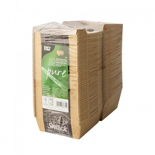 Comprar 50 Envases pequeños para hamburguesas de cartón de fibra fresca 7 cm x 9 cm x 9 cm en Pepebar