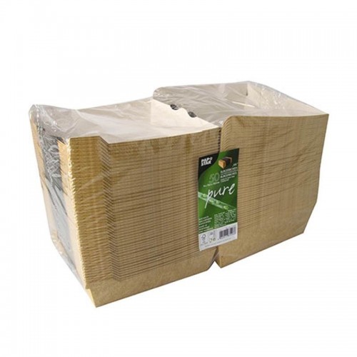 Comprar 50 Envases XXL para hamburguesas de cartón de fibra fresca 9 cm x 15,5 cm x 15,5 cm en Pepebar