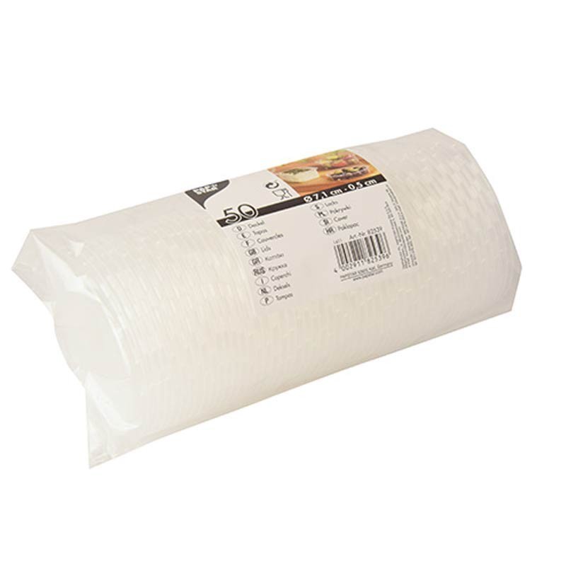 Comprar 50 Tapas redondas transparentes para boles de aliño Ø 7,1 cm · 0,5 cm en Pepebar