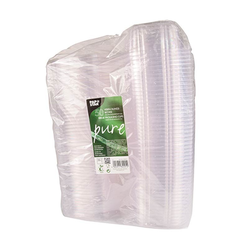Comprar 50 Recipientes transparentes con tapa bisagra 500 ml 6,4 cm x 16,1 cm x 13,2 cm en Pepebar