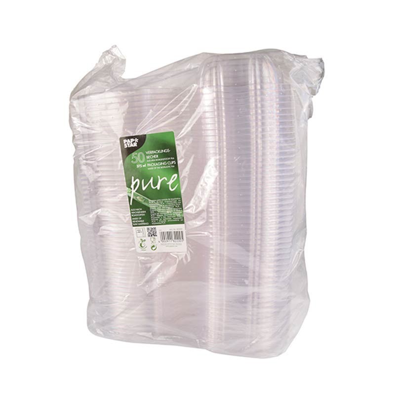 Comprar 50 Recipientes transparentes con tapa bisagra 375 ml 4,8 cm x 16,1 cm x 13,2 cm en Pepebar