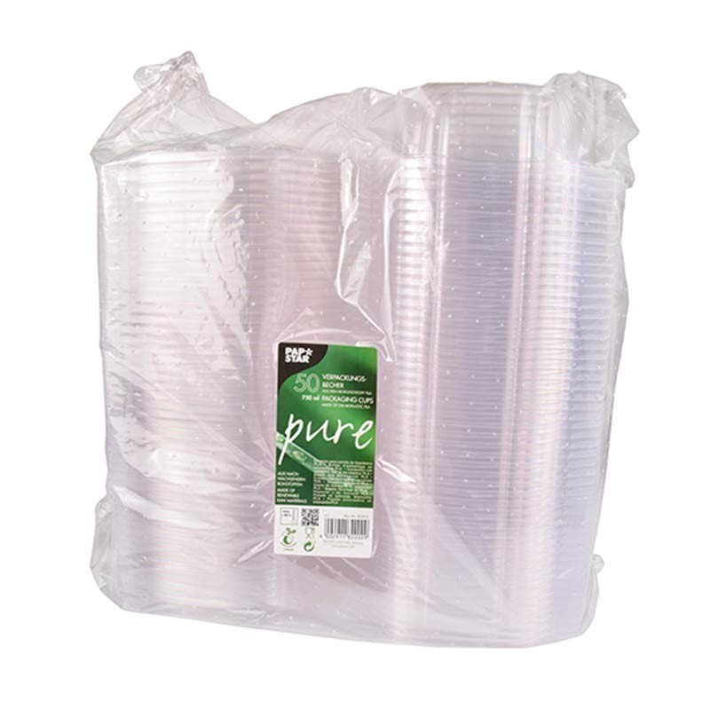 Comprar 50 Recipientes transparentes con tapas bisagra 750 ml 6,6 cm x 20,5 cm x 16,8 cm en Pepebar