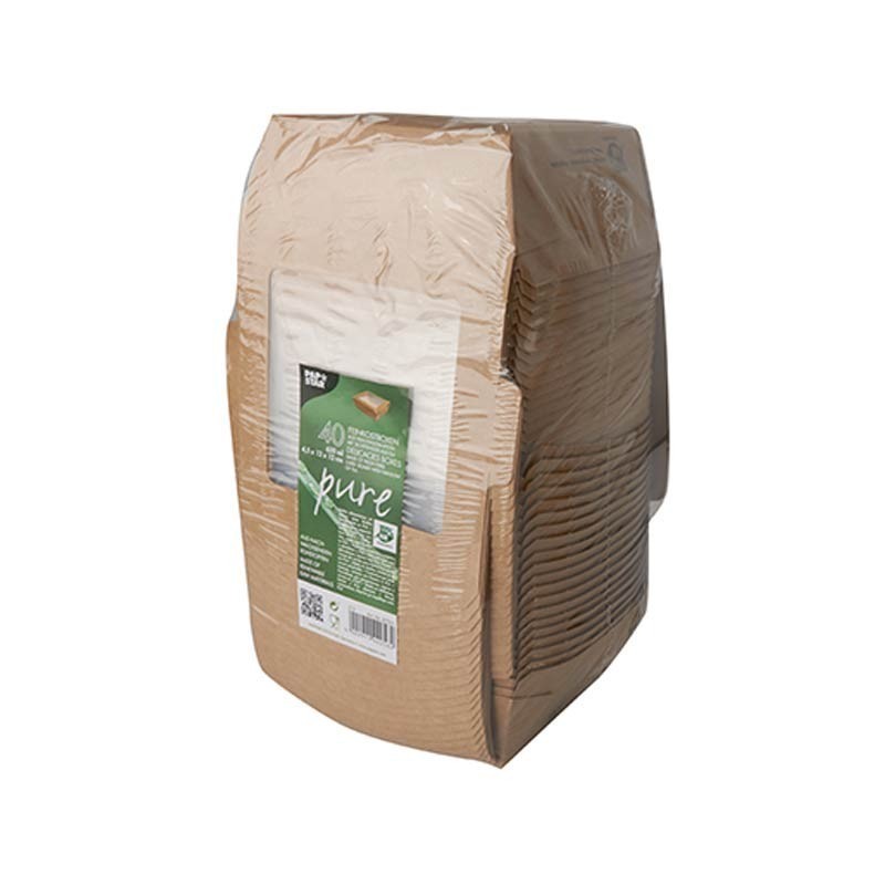 Comprar 40 Envases cuadrados de cartón con ventana de PLA 650 ml 4,5 cm x 12 cm x 12 cm en Pepebar