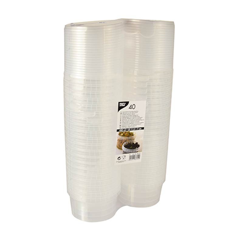 Comprar 40 Envases transparentes con cierre hermético de seguridad 480 ml Ø 11,8 cm · 7 cm en Pepebar