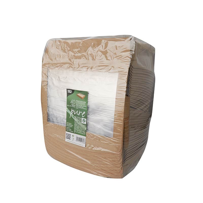 Comprar 40 Envases cuadrados de cartón con ventana de PLA 1500 ml 4,5 cm x 21 cm x 16 cm en Pepebar