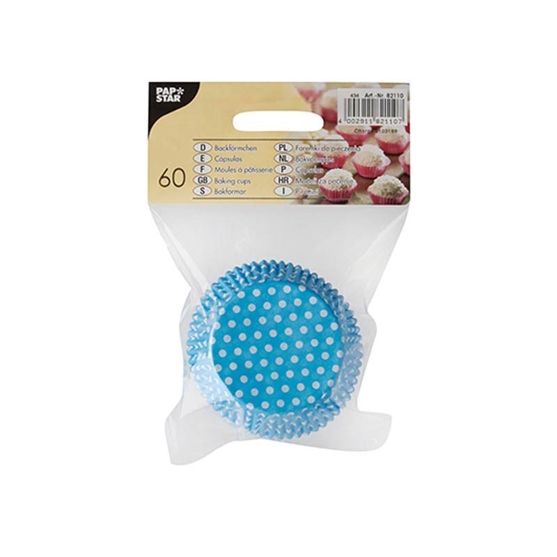 Comprar 60 Cápsulas para magdalenas con diseño de lunares y distintos colores Ø 5 cm · 2,5 cm en Pepebar