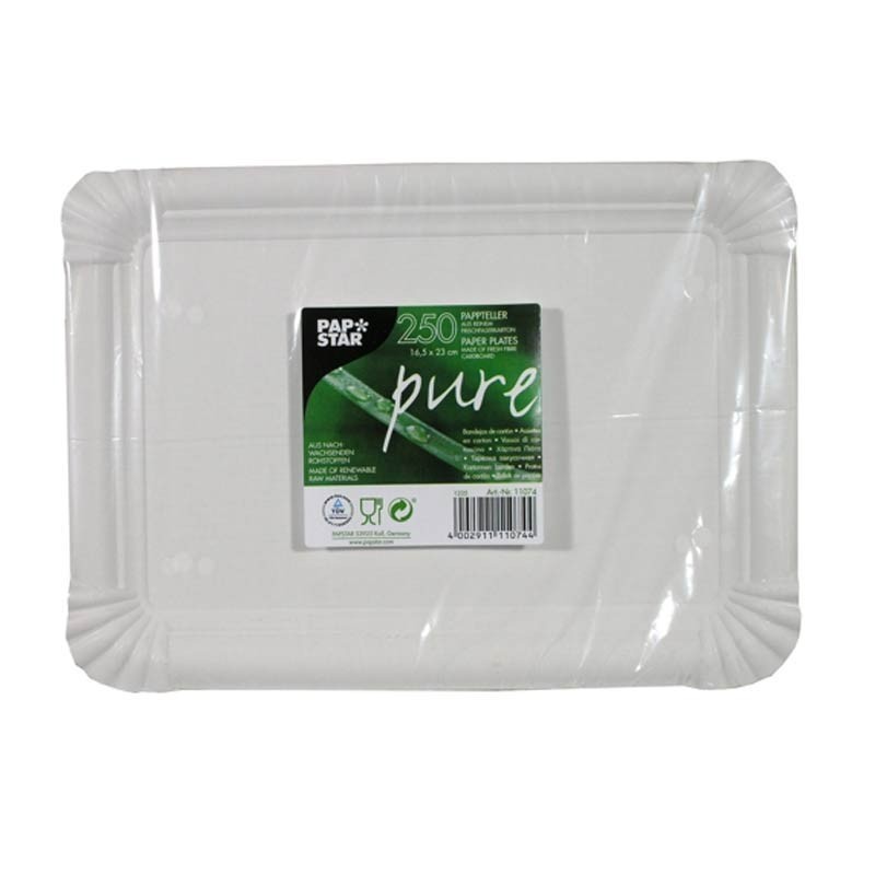 250 Platos, cartón biodegradable gama Pure cuadrado 16,5 cm x 23 cm blanco Comprar 250 Platos, cartón biodegradable gama Pure cuadrado 16,5 cm x 23 cm blanco en Pepebar