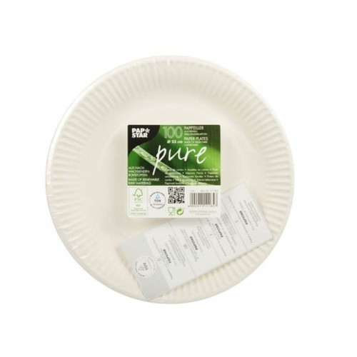 100 Platos, cartón biodegradable gama Pure redondo Ø 23 cm blanco Comprar 100 Platos, cartón biodegradable gama Pure redondo Ø 23 cm blanco en Pepebar