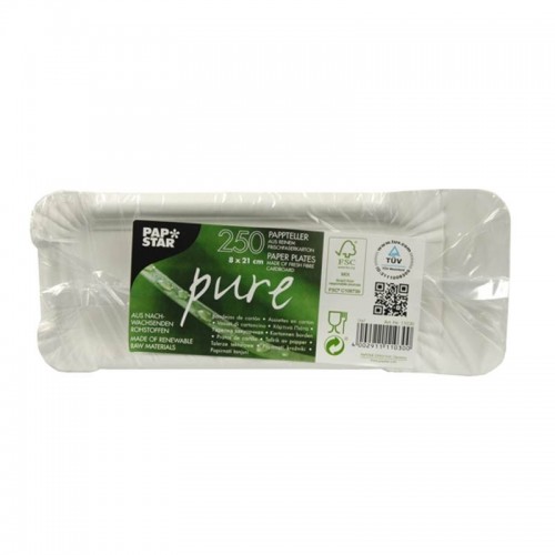Comprar 250 Platos, cartón biodegradable gama Pure cuadrado 8 cm x 21 cm blanco con asa en Pepebar