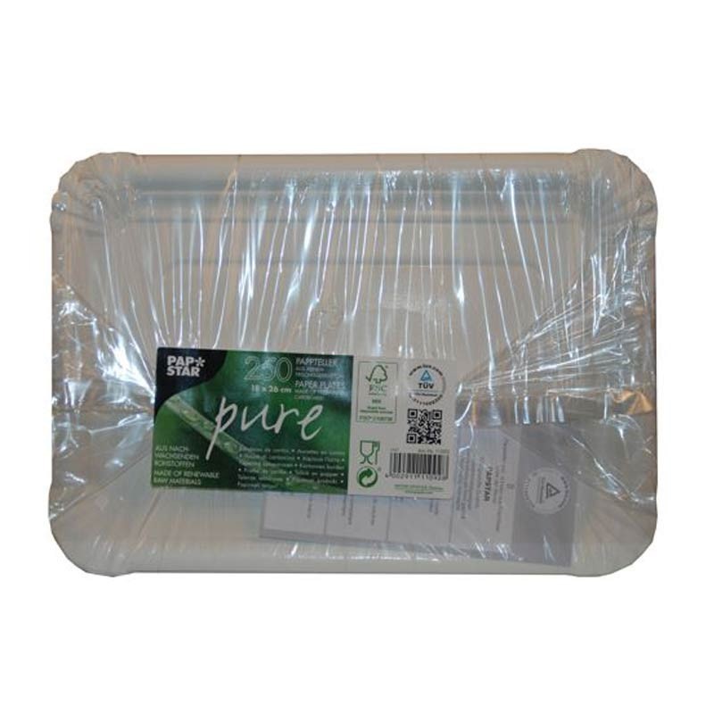 250 Platos, cartón biodegradable gama Pure cuadrado 18 cm x 26 cm blanco Comprar 250 Platos, cartón biodegradable gama Pure cuadrado 18 cm x 26 cm blanco en Pepebar