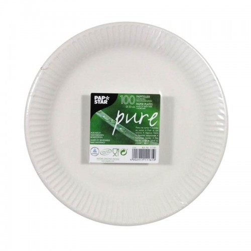 Comprar 100 Platos, cartón biodegradable gama Pure redondo Ø 23 cm blanco extra resistente en Pepebar