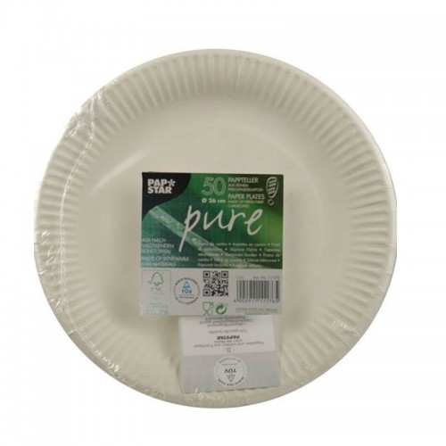 50 Platos, cartón biodegradable gama Pure redondo Ø 26 cm blanco extra resistente Comprar 50 Platos, cartón biodegradable gama Pure redondo Ø 26 cm blanco extra resistente en Pepebar