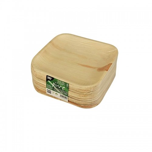 Comprar 25 Platos, Hoja de palma biodegradable gama Pure cuadrado 18 cm x 18 cm x 1,5 cm en Pepebar