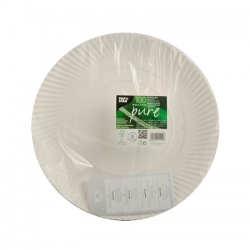 Comprar 100 Platos, cartón biodegradable gama Pure redondo Ø 32 cm · 2 cm blanco en Pepebar