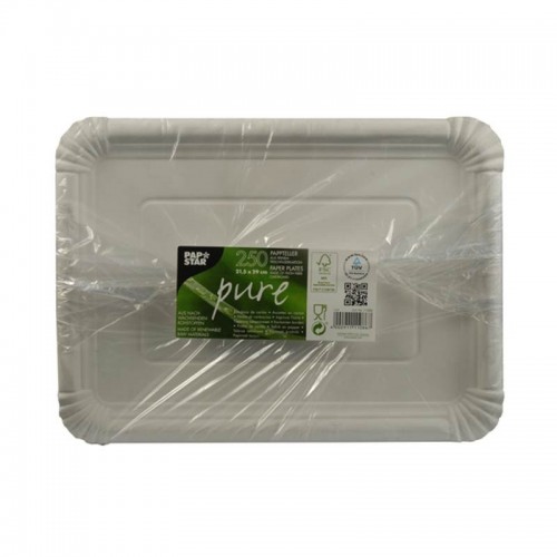 Comprar 250 Platos, cartón biodegradable gama Pure cuadrado 21,5 cm x 29 cm blanco en Pepebar
