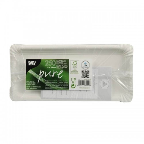 Comprar 250 Platos, cartón biodegradable gama Pure cuadrado 11 cm x 24 cm blanco en Pepebar