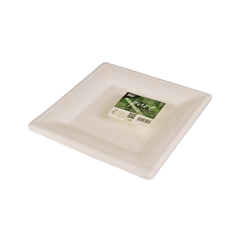 12 Platos de caña de azúcar biodegradable gama Pure cuadrado 26 cm x 26 cm blanco Comprar 12 Platos de caña de azúcar biodegradable gama Pure cuadrado 26 cm x 26 cm blanco en Pepebar