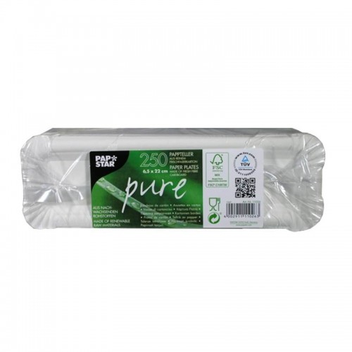 Comprar 250 Platos, cartón biodegradable gama Pure cuadrado 6,5 cm x 22 cm blanco en Pepebar