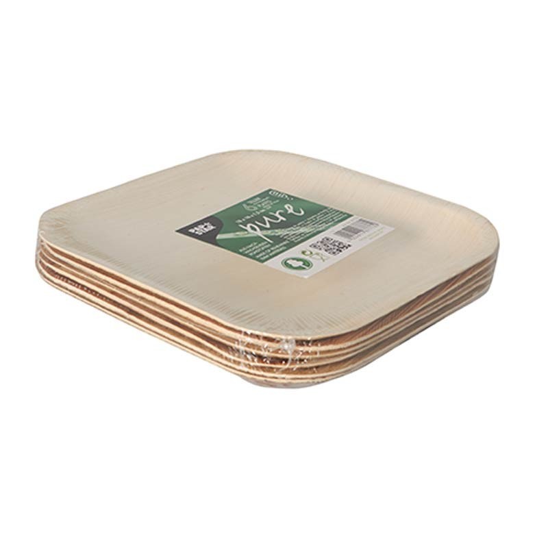 Comprar 6 Platos, Hoja de palma biodegradable gama Pure cuadrado 18 cm x 18 cm x 1,5 cm en Pepebar