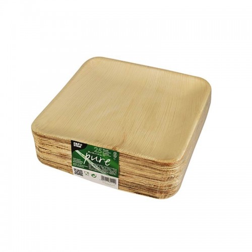 Comprar 25 Platos, Hoja de palma biodegradable gama Pure cuadrado 25,5 cm x 25,5 cm x 1,5 cm en Pepebar