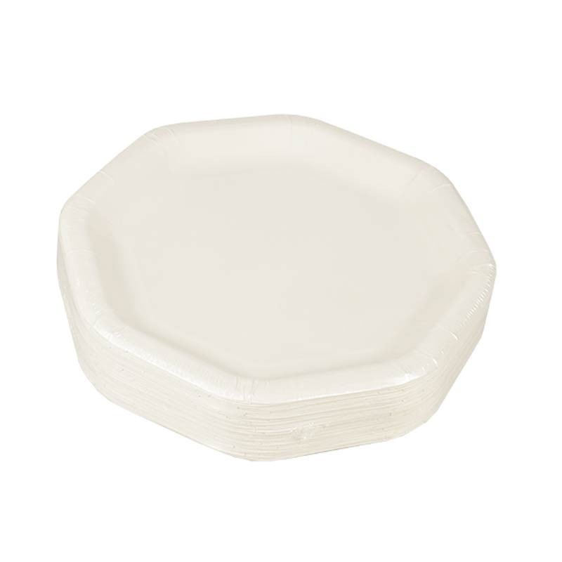 50 Platos, cartón biodegradable gama Pure octagonal 23,5 cm x 23,5 cm blanco Comprar 50 Platos, cartón biodegradable gama Pure octagonal 23,5 cm x 23,5 cm blanco en Pepebar