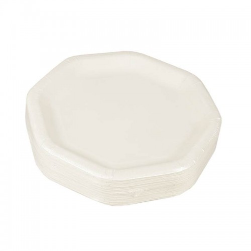 50 Platos, cartón biodegradable gama Pure octagonal 23,5 cm x 23,5 cm blanco Comprar 50 Platos, cartón biodegradable gama Pure octagonal 23,5 cm x 23,5 cm blanco en Pepebar