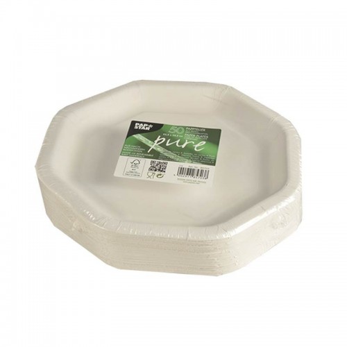 50 Platos, cartón biodegradable gama Pure octagonal 23,5 cm x 23,5 cm blanco Comprar 50 Platos, cartón biodegradable gama Pure octagonal 23,5 cm x 23,5 cm blanco en Pepebar
