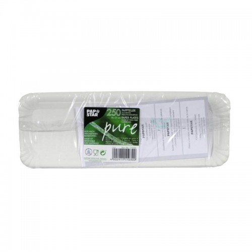 Comprar 250 Platos, cartón biodegradable gama Pure cuadrado 8 cm x 23 cm blanco en Pepebar