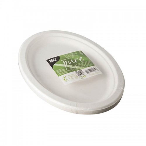 12 Platos de caña de azúcar biodegradable gama Pure oval 26 cm x 20 cm x 2 cm blanco Comprar 12 Platos de caña de azúcar biodegradable gama Pure oval 26 cm x 20 cm x 2 cm blanco en Pepebar